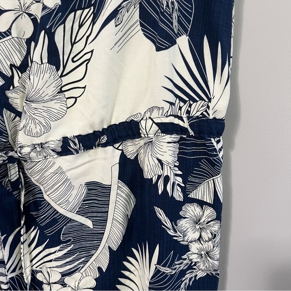 Palmwave Hawaii Sleeveless V-Neck Tropical Print Shift Dress Rayon Cinch Waist - Picture 7 of 13